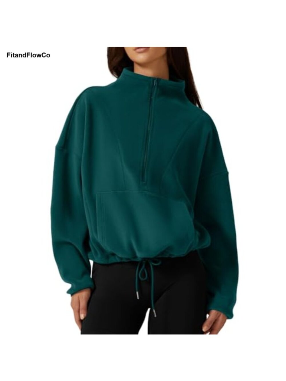 Half Zip Fleece Sweatshirt Mock Neck Sherpa Pullover Sweater